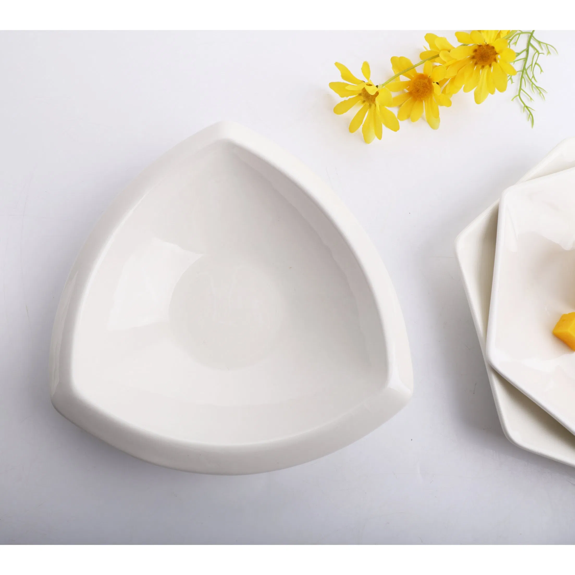 Handmade Ceramic Plate, Sauce Dishes Plates Serving Saucers Bowl, Elegant Quadrant Shaped Ceramic Divided Plate Dinner Plates Luncheon Plates