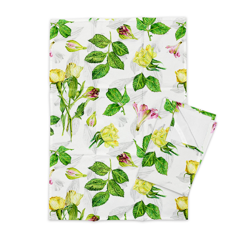 Wholesale 100% Cotton Linen Embroidered Logo Tea Towel Set Hanging Customized Printed Waffle Kitchen Towel