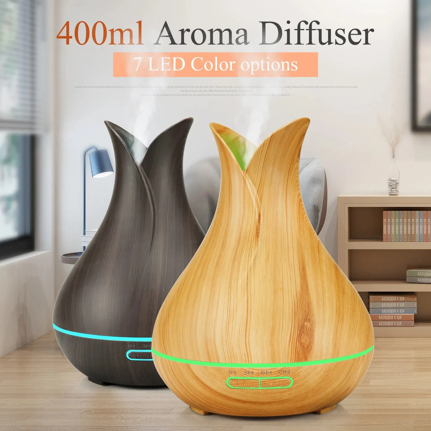 Home Ultrasonic Aroma Diffuser with Wood Grain and WiFi