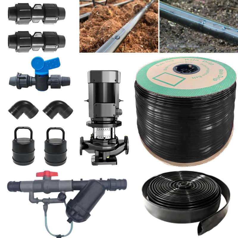 Customized 16mm Adjustable Agriculture Flat Emitter Pipe Farm System Irrigation Drip Tape