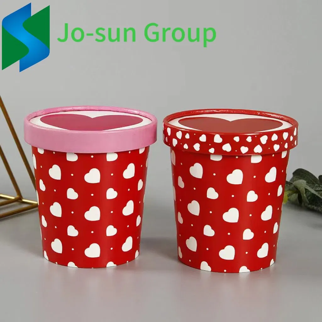 Disposable Thickened Kraft Paper Soup Bucket Sealed Waterproof and Oil-Proof Printing Red Love Heart
