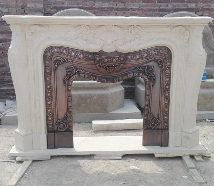 Natural Marble Fireplace Mantel, Fireplace Surrounds Mantel for Home Decoration