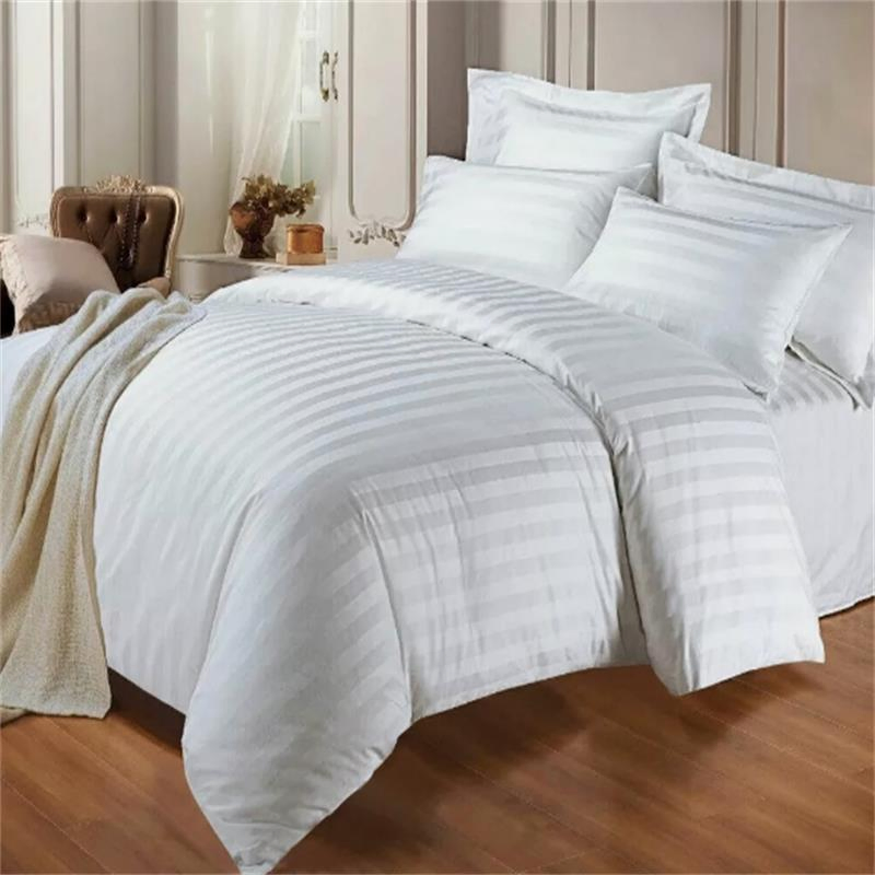 500 Thread Count White Stripe Cotton Duvet Set Luxurious Cotton