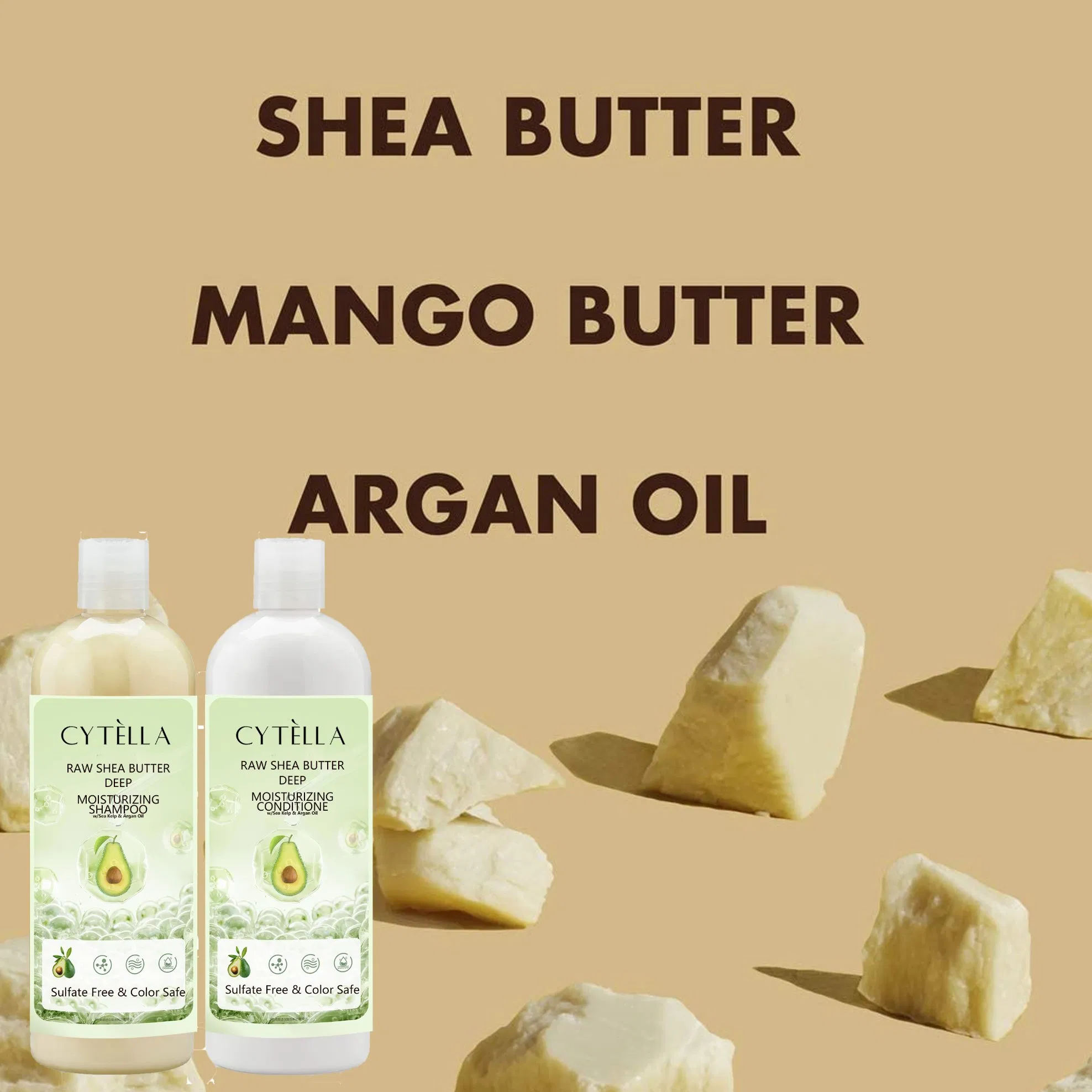 Private Label Natural Organic Avocado Hair Repair Shea Butter Shampoo and Conditioner Set