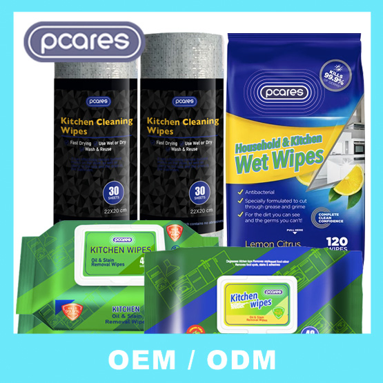 OEM Ultra Size Anti-Bacterial BBQ Oil Removal Wet Wipes Household Kitchen Cleaning Surface Wet Wipes for Factory Supplier
