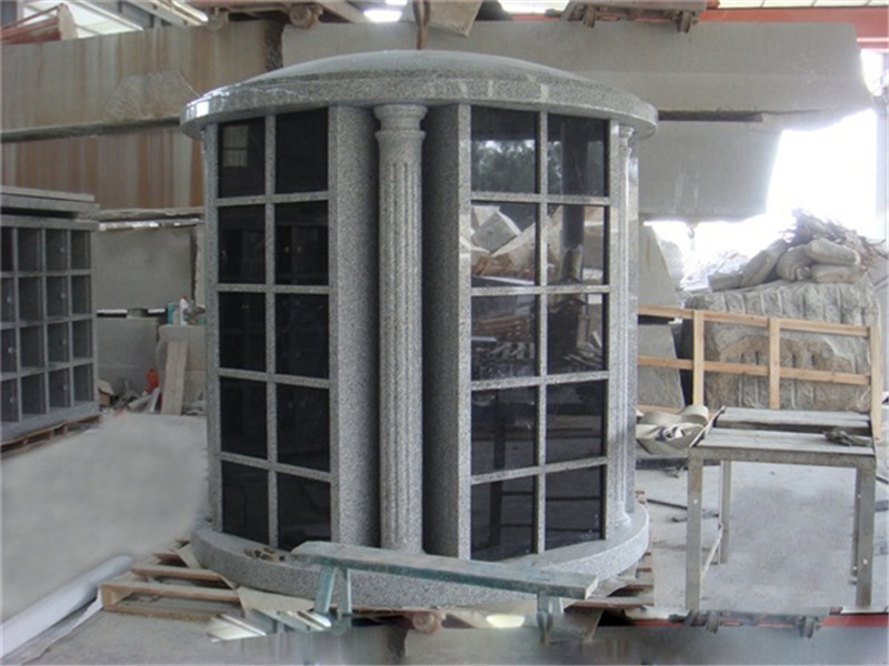 Grey Granite Columbarium Niches Tombstone with Colum