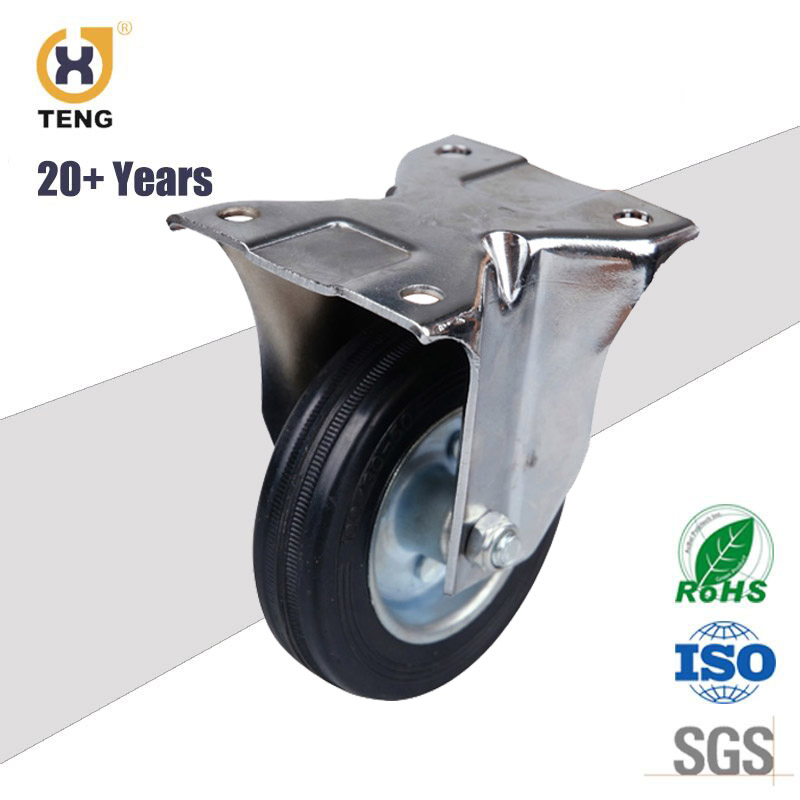 4inch 5inch 6inch Europe Style Swivel Hollow Kingpin Rubber Iron Caster Wheel with Total Brake