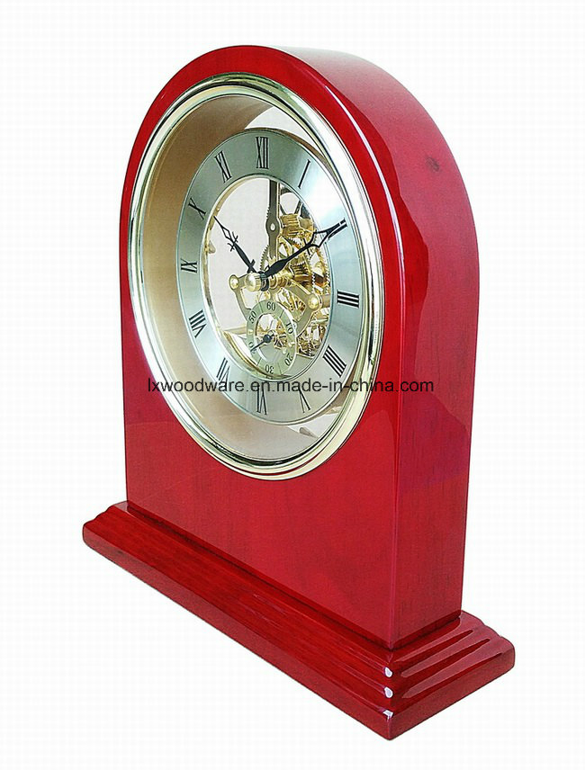 Rosewood High Gloss Piano Finish Grand Skeleton Clock