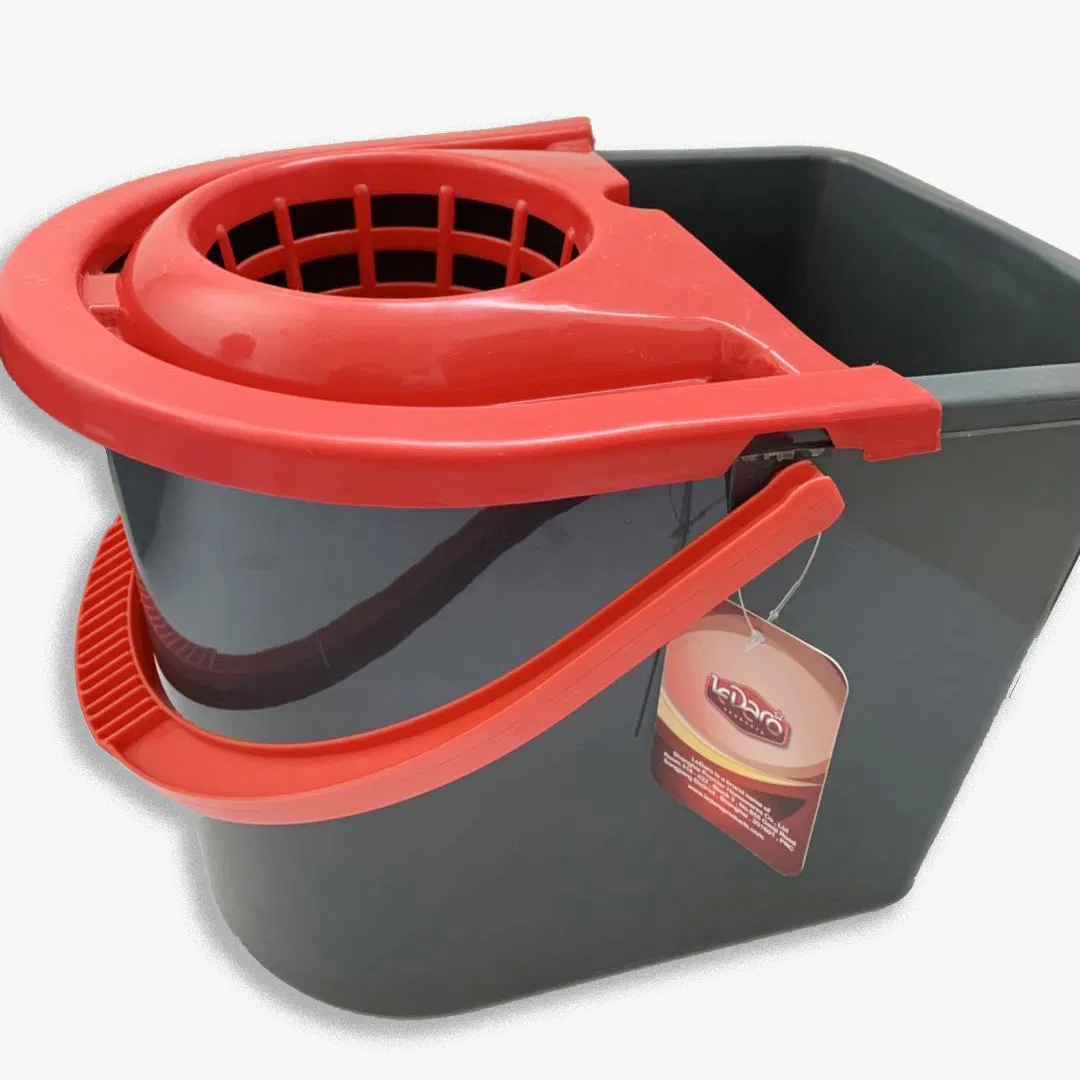 Quick Wring Bucket Floor Cleaning with Handle Plastic Floor Wringer Silver 14L Mop Bucket