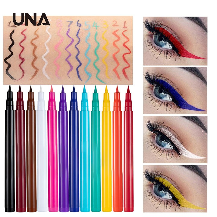 Waterproof 12 Color Liquid Eyeliner Pencil DIY Paintings Eyeliner Easy to Wear Colorful White Yellow Blue Eye Liner Pen Makeup