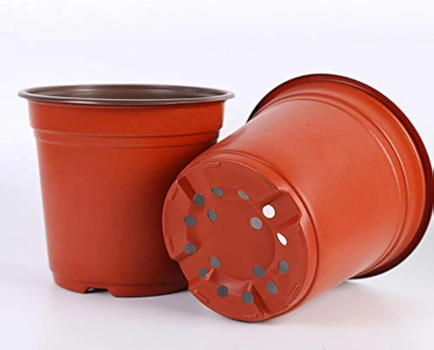 Пластиковые цветочные горшки 8 дюймов, двухцветные