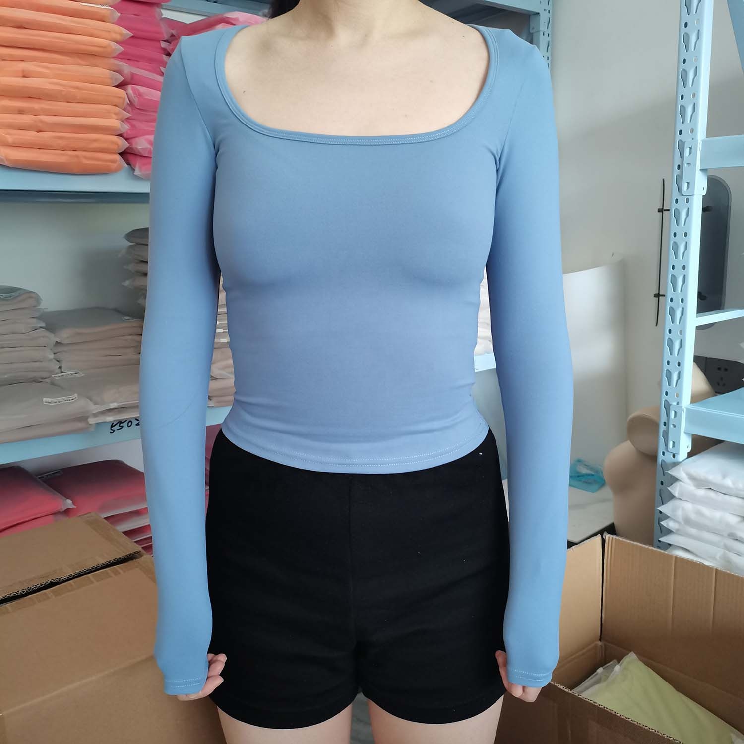 Комплект женский леггинсы хлопковые и топ с длинным рукавом