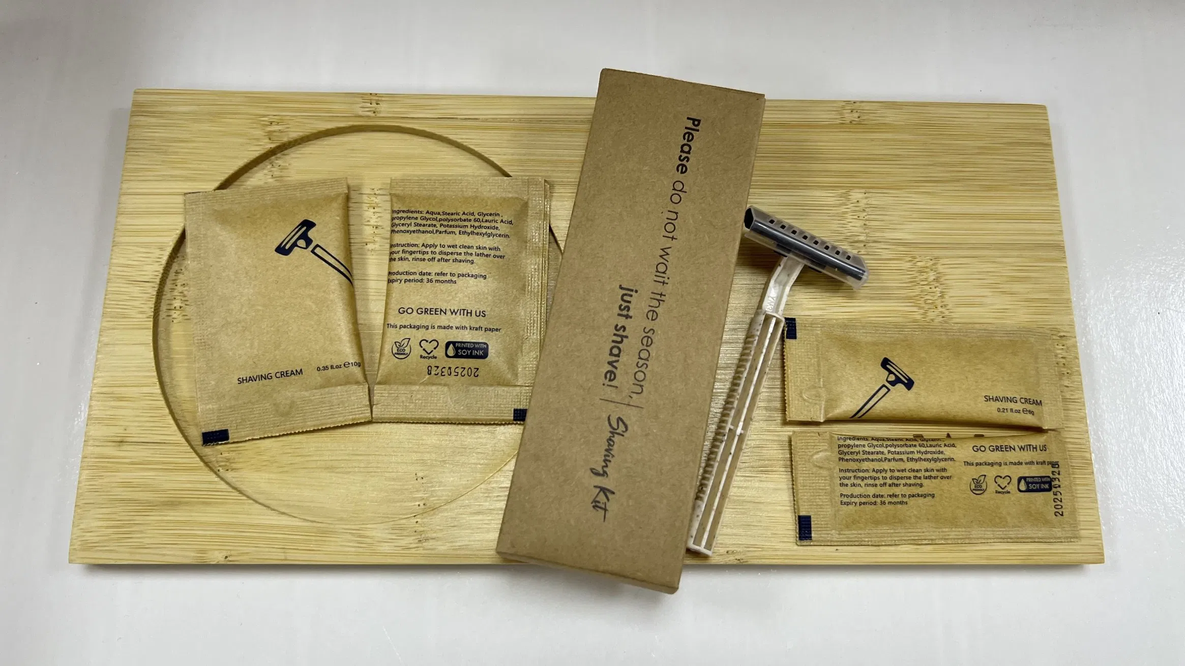 Hotel Shaving Kits with Shaving Cream/Soap/Eco Friendly Kraft Paper Hotel Amenities