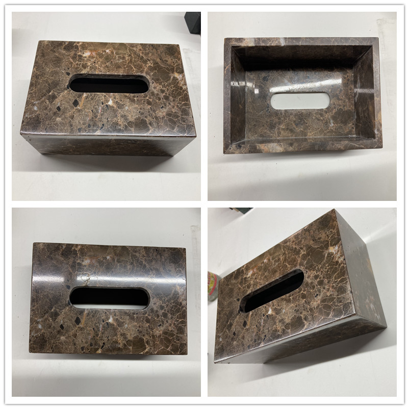 Dark Emperador Marble Tissue Box Cover Tissue Marble Box for Table Home