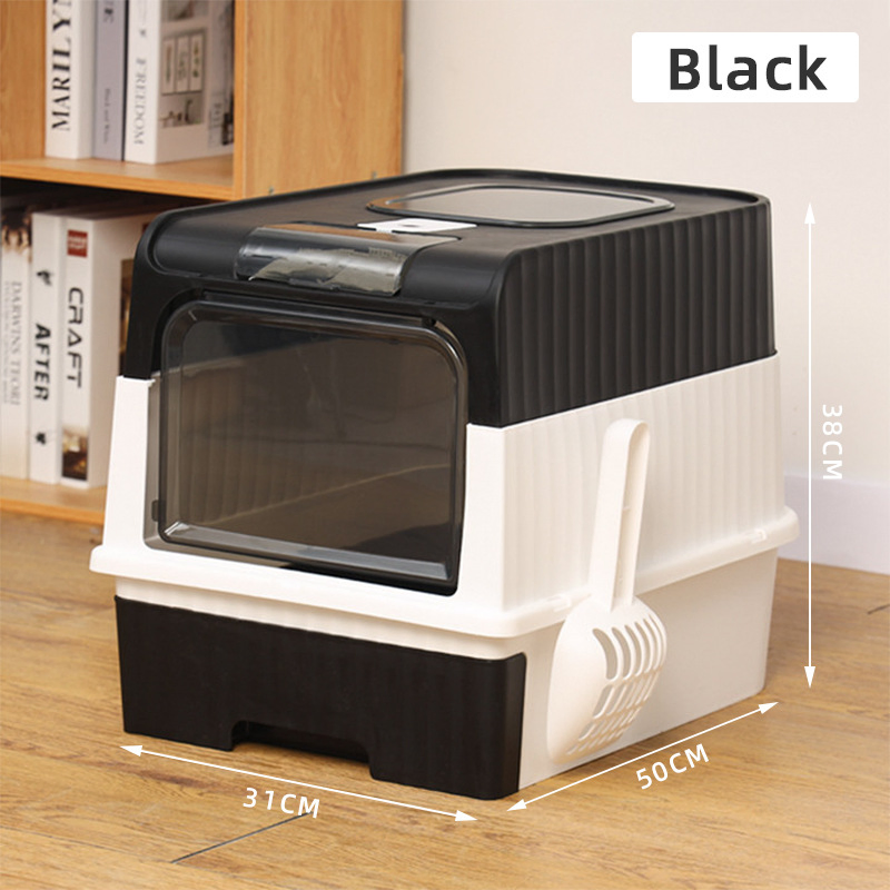 Extra-Large Cat Litter Box with Fully Enclosed Drawer-Style Cat Toilet Splash-Proof and Odor-Removing Cat Litter Box