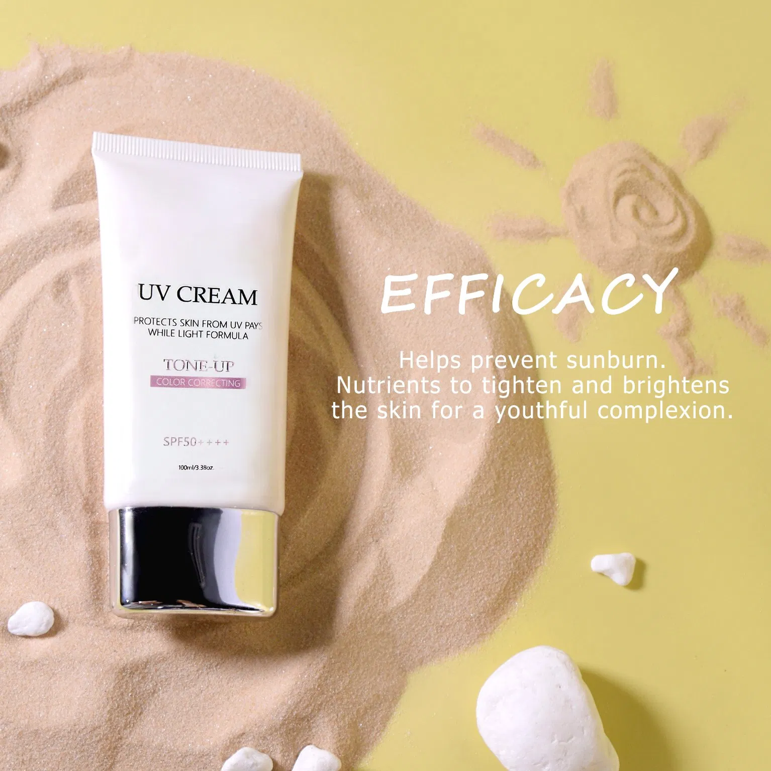 SPF 50 PA+++ Pink Sun Cream Reef Safe Tined Sunscreen Cream UVA/UVB Protection Sunscreen