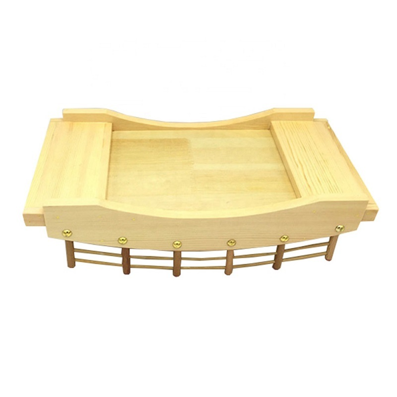 Japanese Pine Wood Sushi Bridge and Serving Plate Tray Wooden Product for Sale