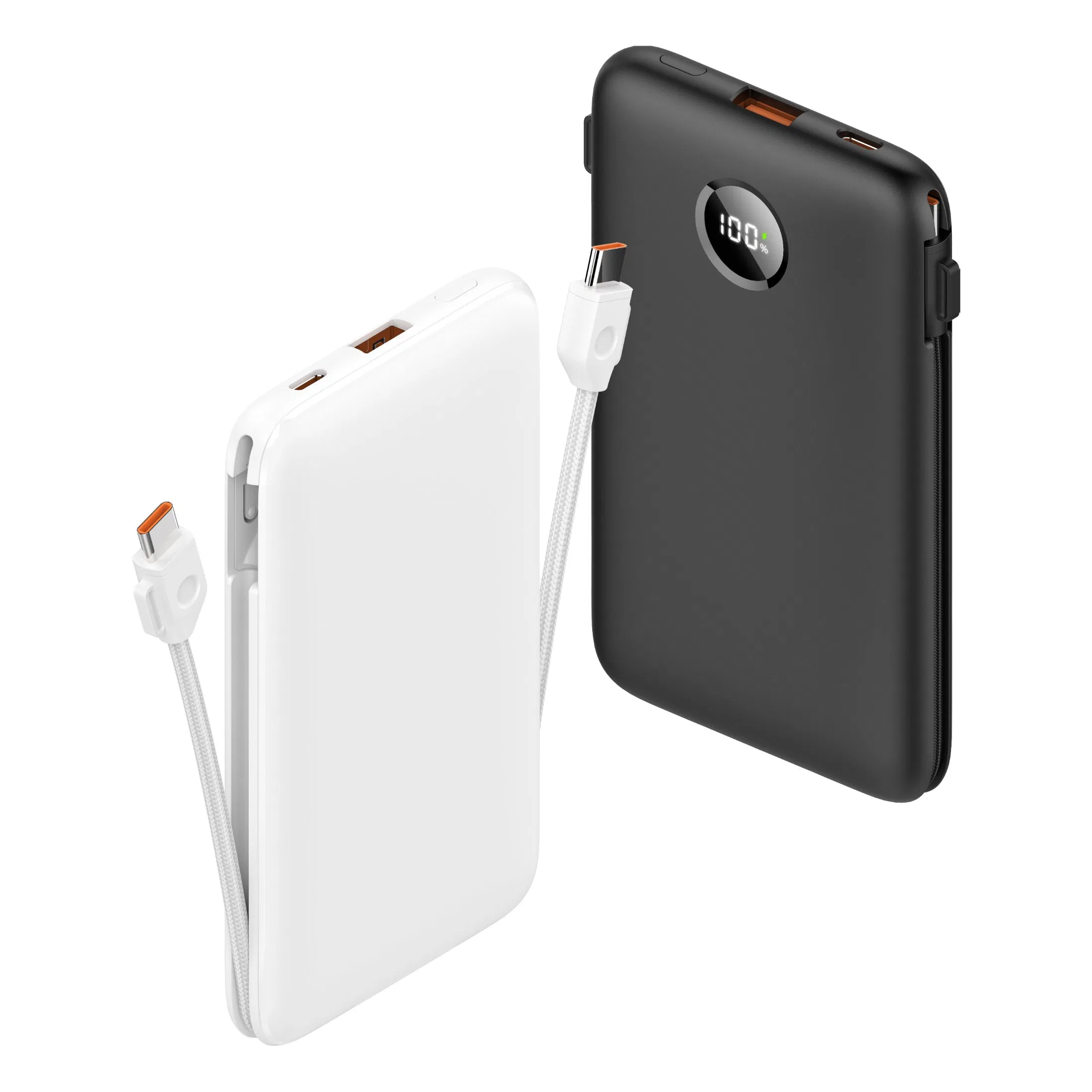 2*Type C Cable USB-C in-Built Cords Fast Charging Power Bank with LCD Screen