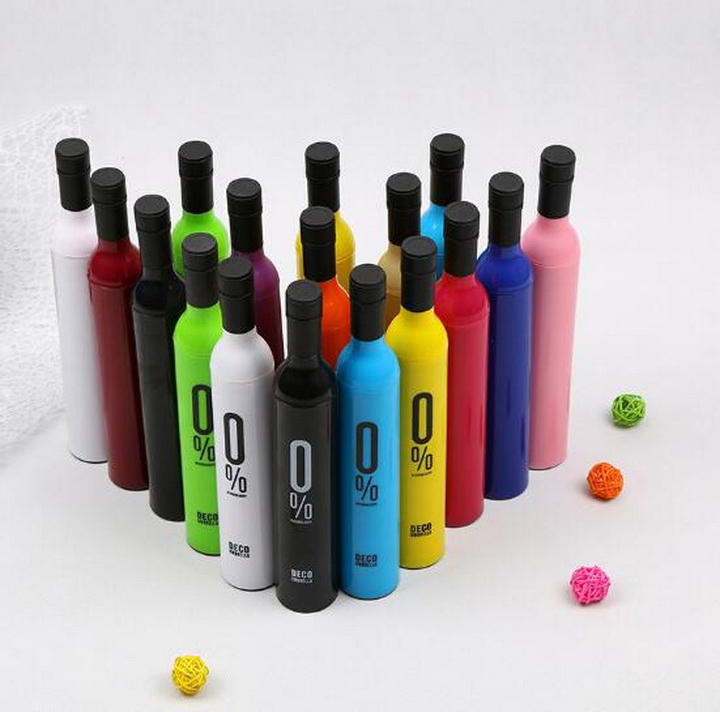 Рекламный зонт-трость тройного сложения в виде бутылки