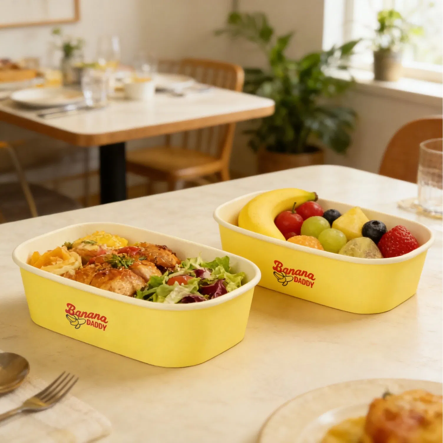 Customized Food Safe Disposable Kraft Paper Salad Bowl for Healthy Food Packaging