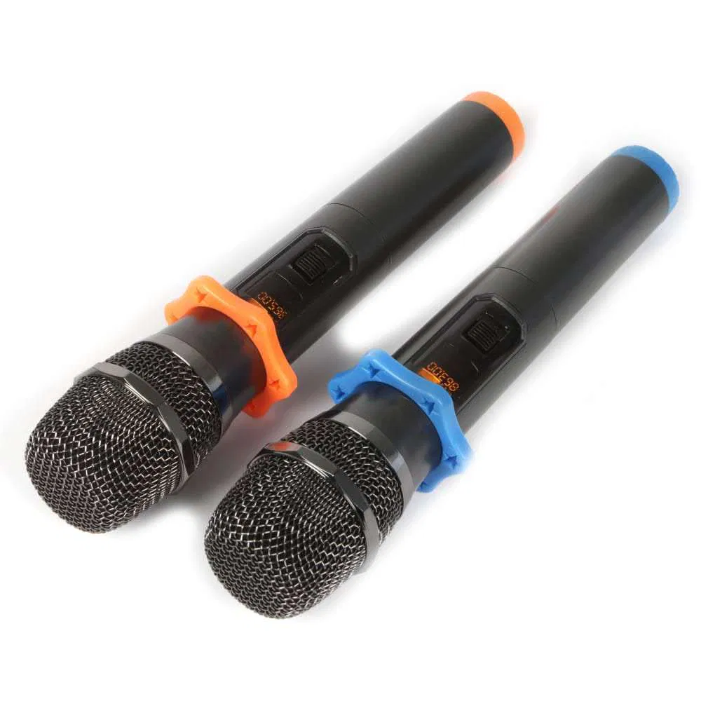 Dual Cordless Metal Dynamic Mic System with Rechargeable Receiver, for Karaoke Singing, Wedding, DJ, Party, Church, Class Use, UHF Wireless Microphones