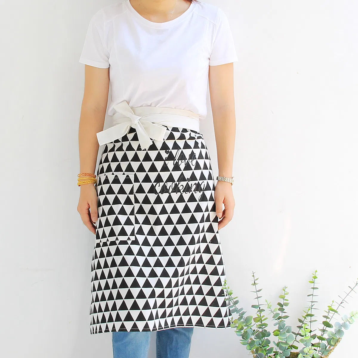 Custom Coffee Bar Restaurant Waitress Chef Waiter Server Half Short Aprons Kitchen Waist Apron with Pockets