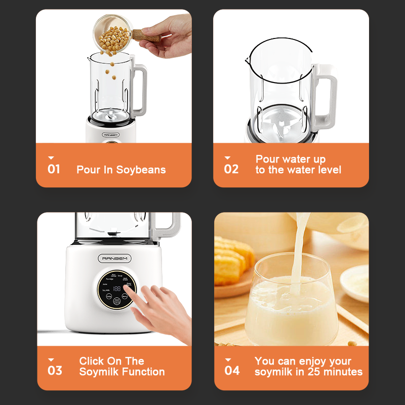Ranbem 110V 220V Thermal Wall Breaking Machine Blender Automatic Soy Milk Maker Soybean Bean Milk Maker