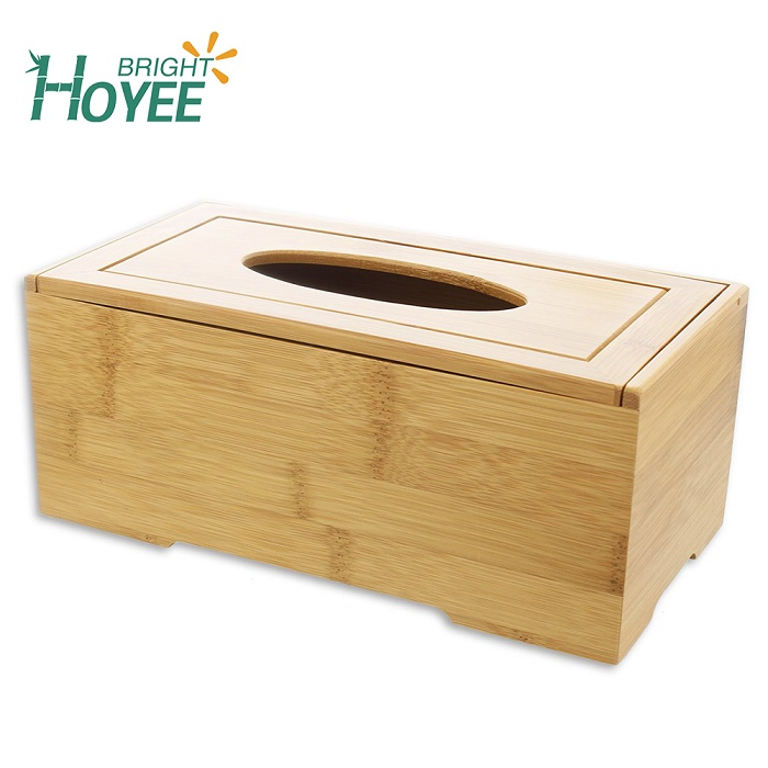 Environmental Wholesale Good Quality Custom Facial Holder Bamboo Tissue Box with Cover