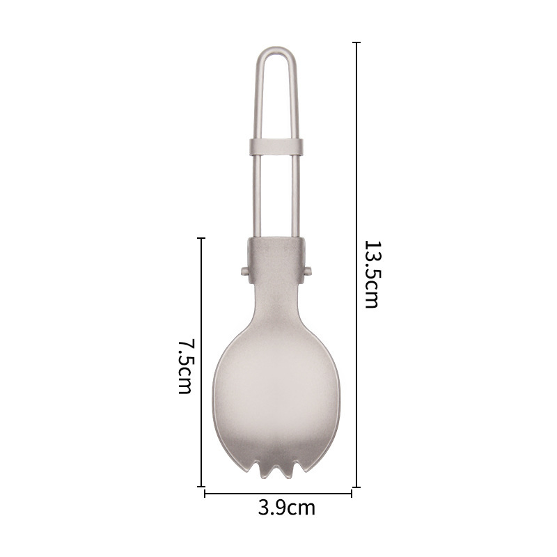 Portable Foldable Fork and Spoon Titanium Camping Cutlery for Travel Bl16042