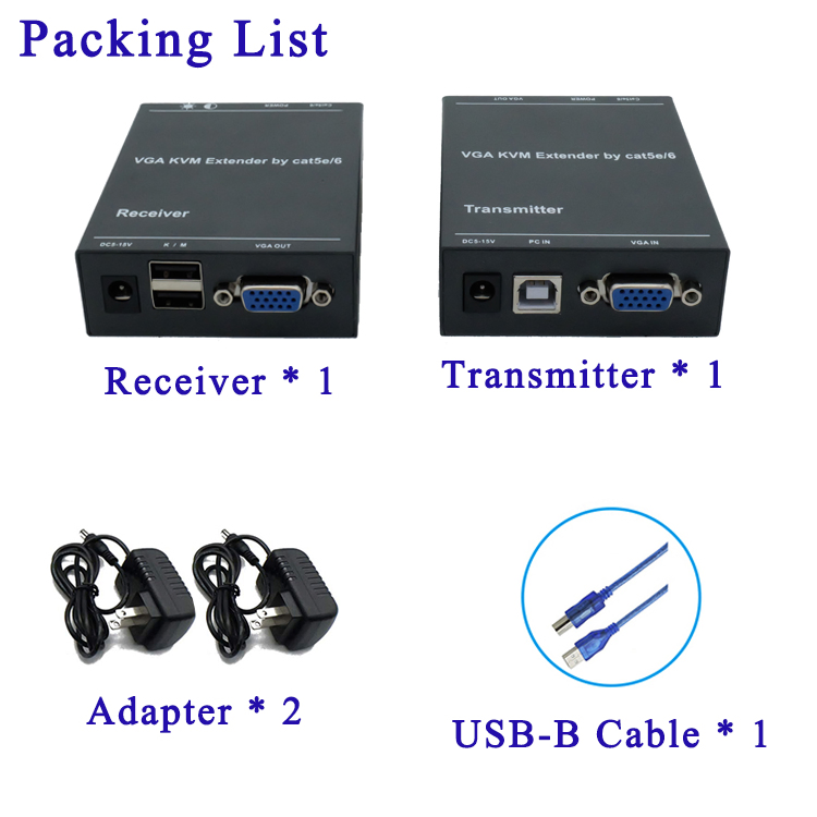 KVM-удлинитель VGA 1080P с USB, 200 м