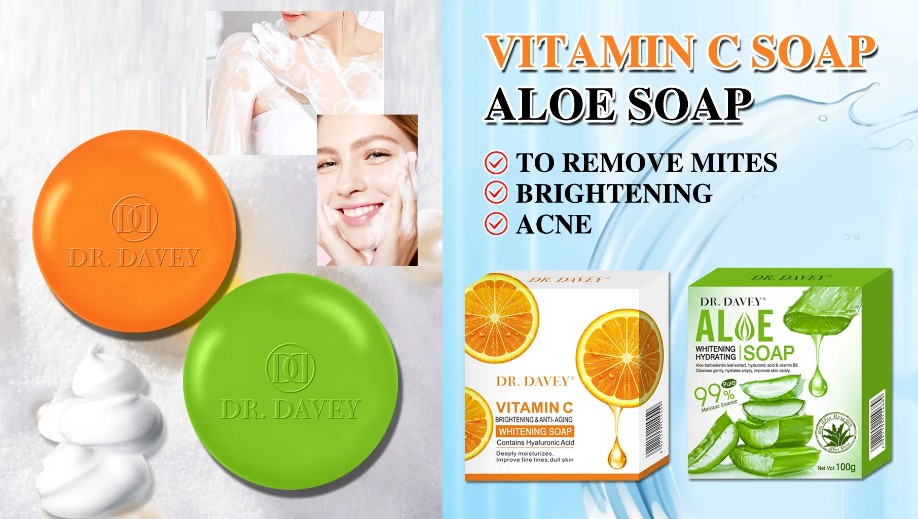 Davey Vitamin C Whitening Soap Brightening&Anti-Aging Contains Hyaluronic Acid