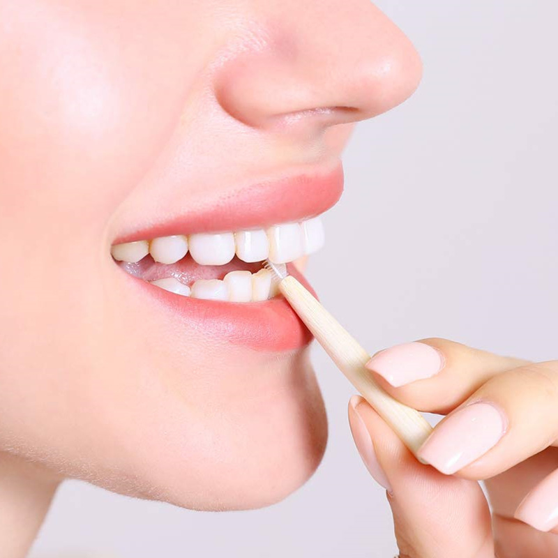 "7" Shape Dentist Use Bamboo Interdental Brush Eco Friendly Bamboo Wood Interbrush 0.4mm Size