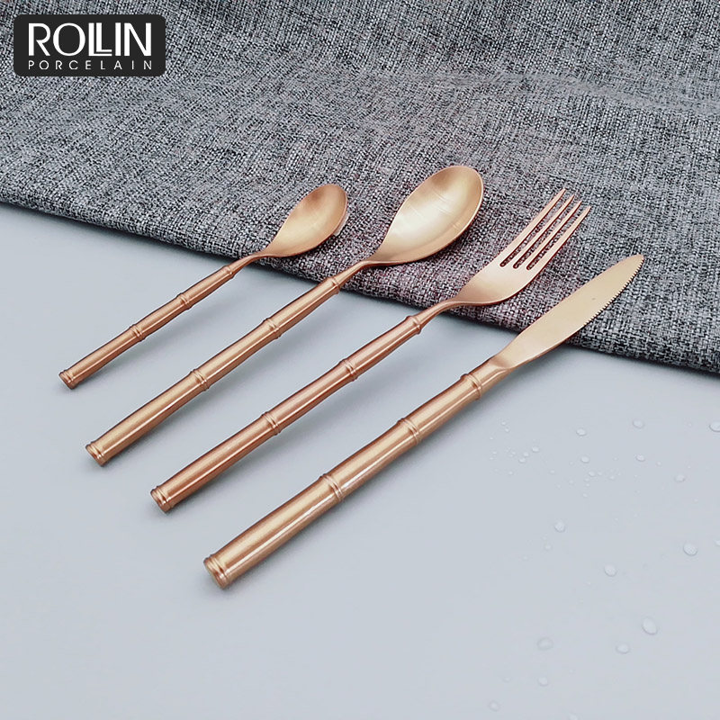Rose Gold Color Table Knife Fork Spoon for Hotel