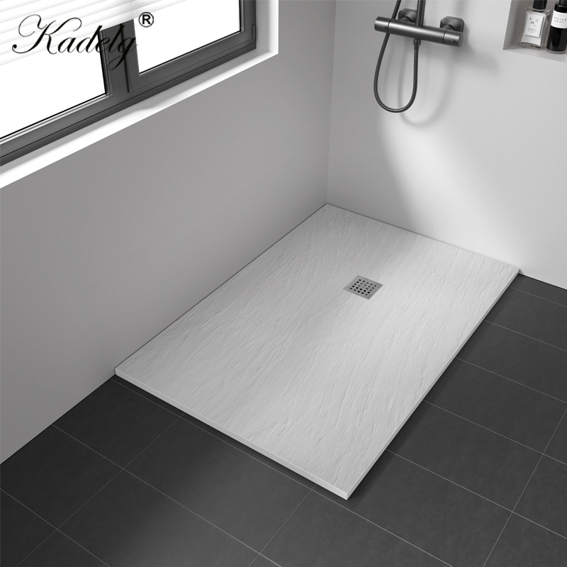 Modern Bathroom Rectangular Shower Pan White Artificial Stone Contemporary Design Shower Tray