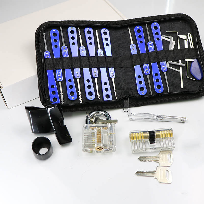Professional 12+7PCS Stainless Steel 2PCS Transparent Practice Lock Picks Smiths Tools Lockpicking