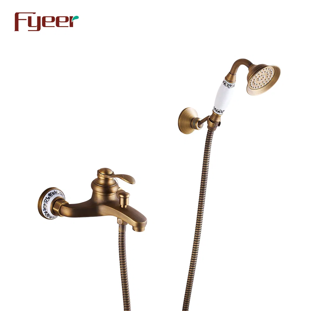 Смеситель для ванны и душа Fyeer Antique Brass настенный