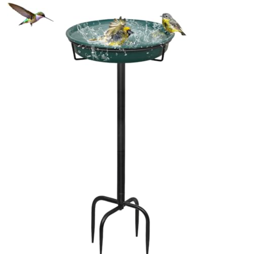 Iron Bird Bath Freestanding Metal Birdfeeder Bowl for Outdoor Garden Patio Yard Lawn Decor