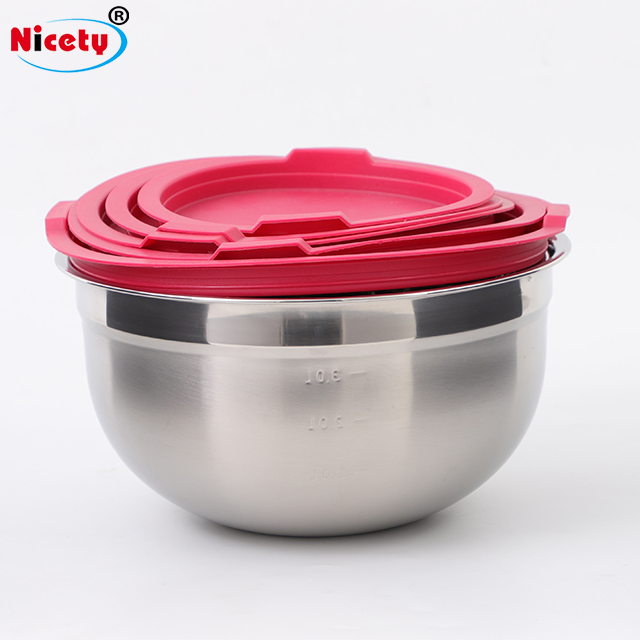 Cooking and Baking 5 Pieces Premium Mixing Nesting Bowls Stainless Steel Salad Bowl