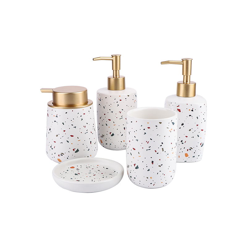 White Ceramic Bathroom Set Home Hotel Basics 4PCS Bathroom Accessory Set