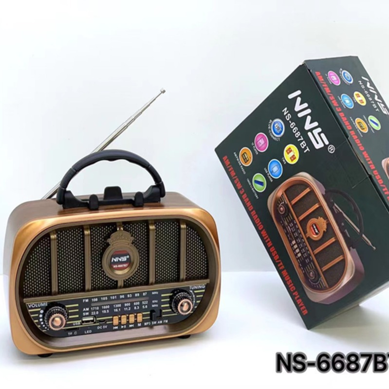 Ретро радио NS-6687BT с Bluetooth, деревянный корпус