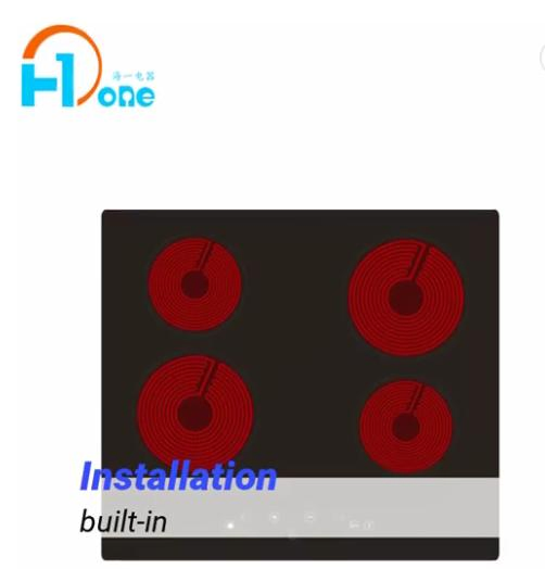 Electric Cooktop Type 4 Burner Electric Hob with Glass Surface Material and Radiant Coil Copper Coil Burner