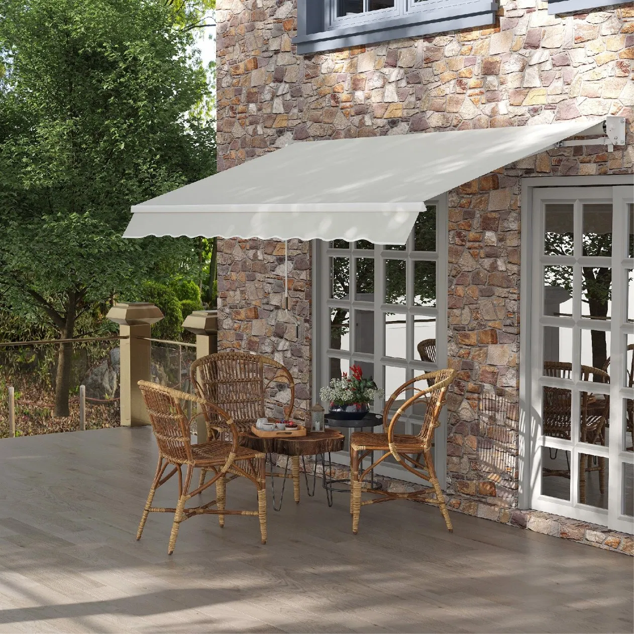 Full Cassette Arm Outdoor Waterproof Automatic Motorized Retractable Awning Garages Canopies Carports Folding Foldable Carport