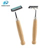 Eco Friendly Bamboo Handle Razor with Replaceable Refill Cartridges Shaving Razor Hotel Travel Use