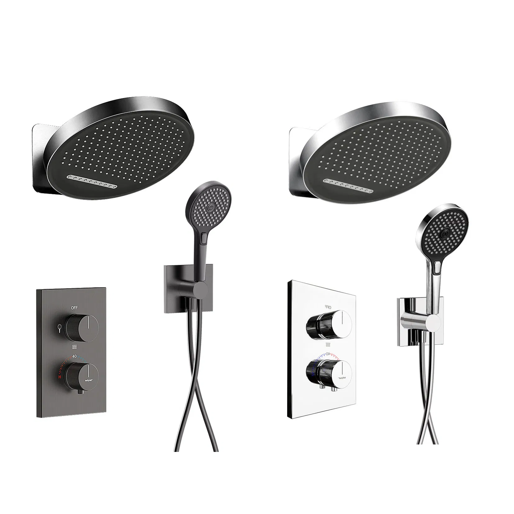 Ceiling Mount Shower System Bathroom Luxury Rain Shower Head Matt Black Rainfall Shower Head