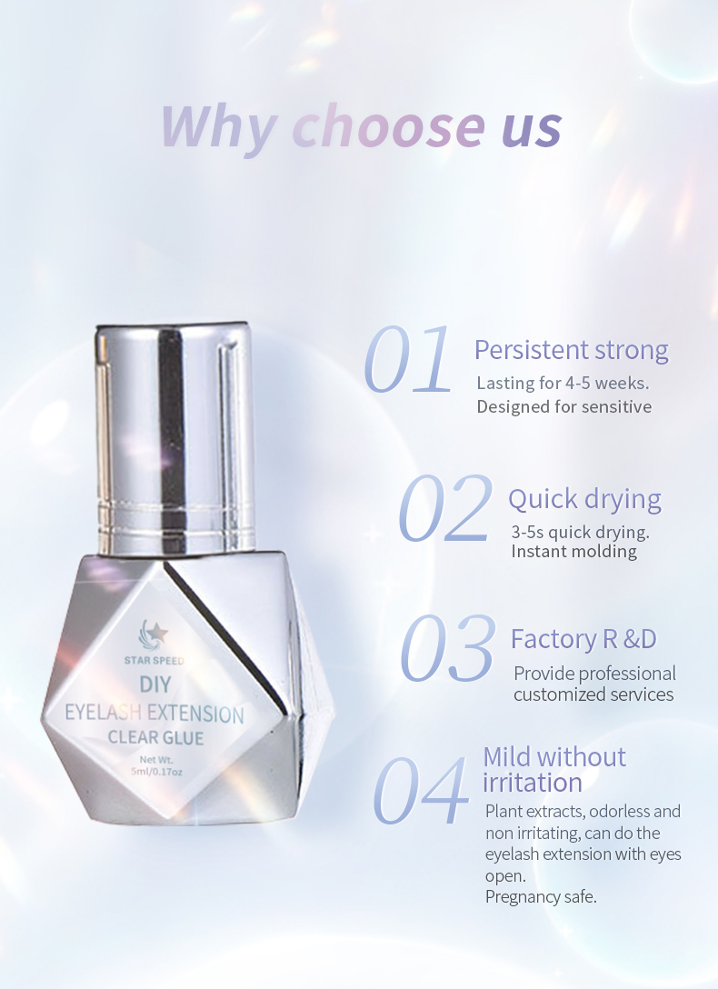Clear Color Odorless 3-5s OEM Brand Customized Logo Eyelash Extension Glue
