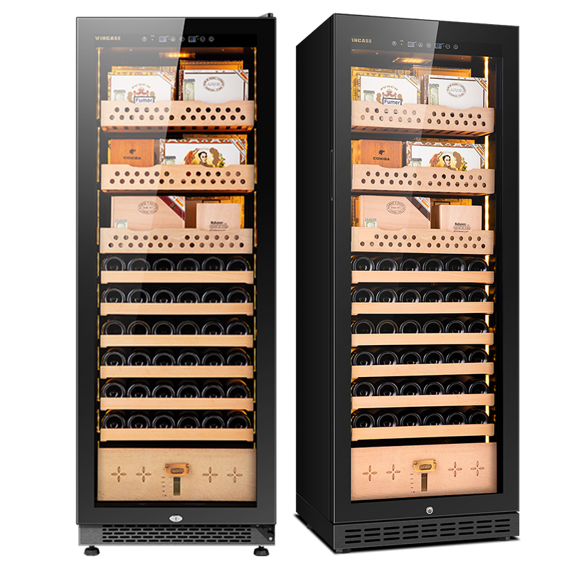 Humidor Thermostatic Display Cabinet Cigar Humidor and Wine Chiller Slim