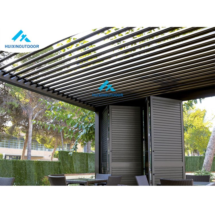 Fashion Waterproof Aluminum Louver Store Summer Vintage Metal Solar Adjustable Pergola