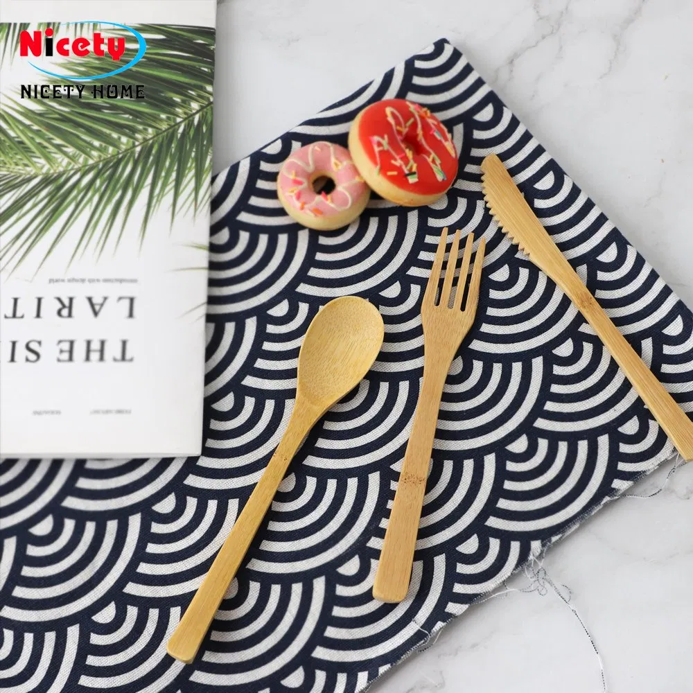 Wholesale Travel Outdoors 6PCS Bamboo Eco-Friendly Tableware Sets with Chopsticks Knife Fork Straw Spoon