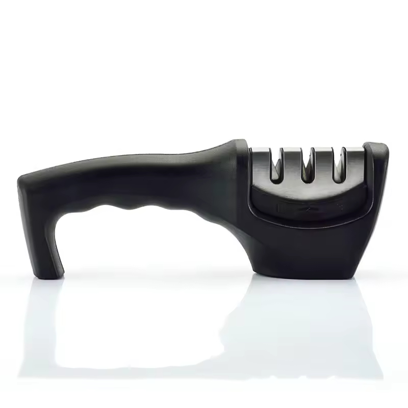 Supply Wholesale Home Portable Kitchen Knives Sharpening Knife Sharpener Knife Grinder in Black Handle Sharpening Kitchen Knife Tool to Sharpen Knives