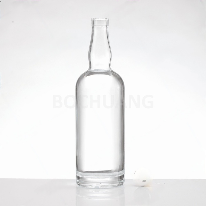 Custom Frosted Matte 700ml 750ml Cylinder Glass Vodka Bottle Gin Liquor Glassware with Cork or Screw Cap